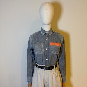 Gap Kids Boys Chambray Button Down Shirt Blue Size L (10)